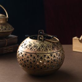 Handcrafted Round Metal Candle Holder – Antique Brass Finish